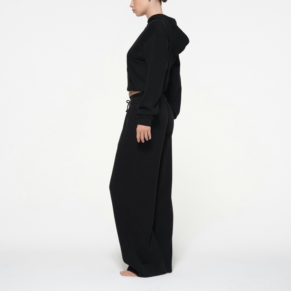🖤SKIMS COTTON FLEECE OVERSIZED DOUBLE WAISTBAND EXPOSED BOXER PANTS ONYX S - Picture 7 of 9